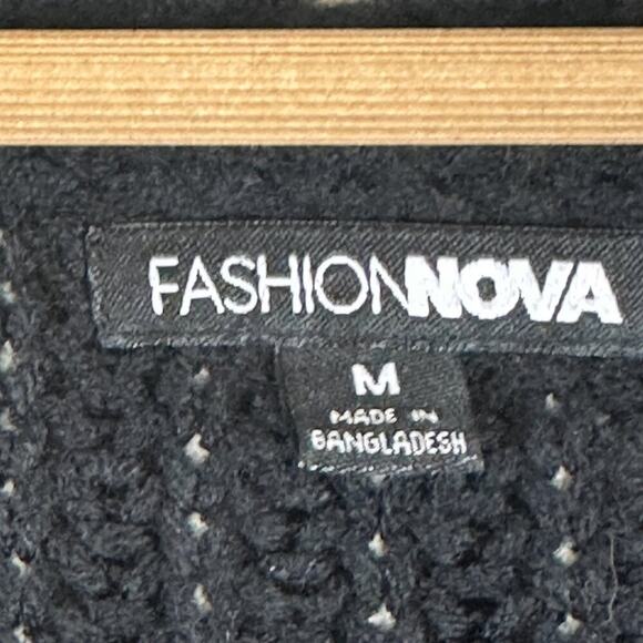 Fashion Nova Oversized Distressed Sweater Womens M Black Grunge Edgy Streetwear - Picture 6 of 7